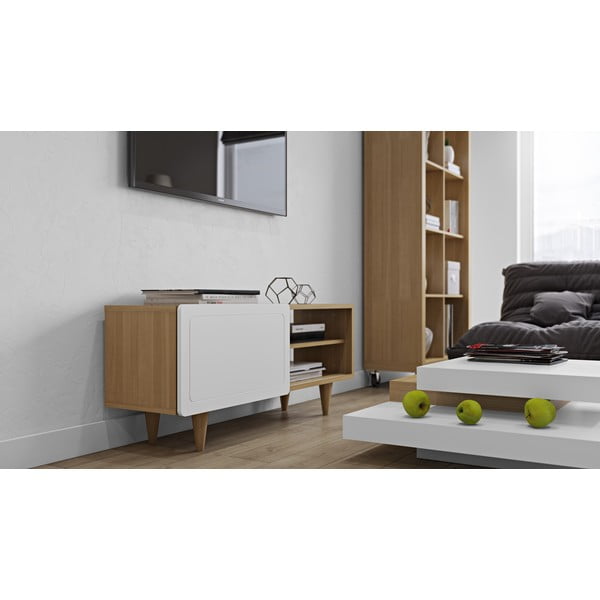 TV stol u dekoru hrastovog drveta s bijelim TemaHome Nyla detaljima-image-1
