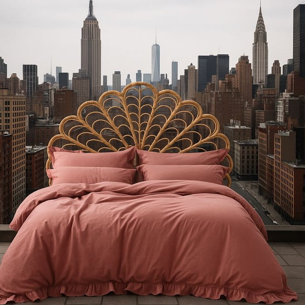 Ružičasta posteljina za bračni krevet/za produženi krevet od renforce pamuka 240x220 cm Ruffle Striped – Mila Home Luxury-image-3