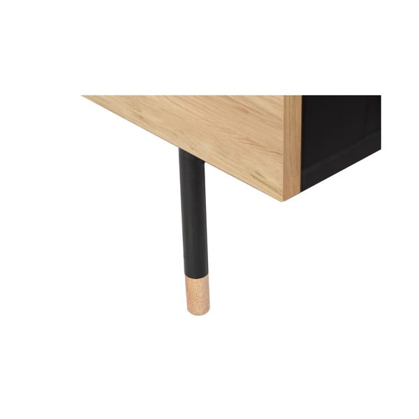 Crna/u prirodnoj boji niska komoda u dekoru hrasta 130x87 cm Jugend – Woodman-image-3