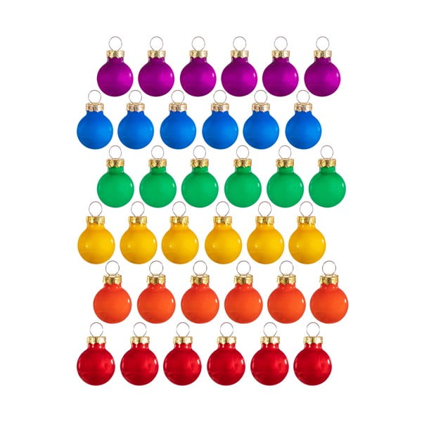 Stakleni ukrasi za božićno drvce u setu 36 kom Rainbow Mini – Sass & Belle