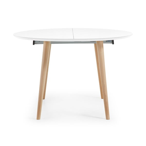 Bijeli proširiv blagovaonski stol s bijelom pločom stola ø 120 cm Oqui – Kave Home-image-3