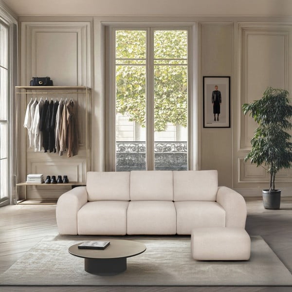 Krem sofa od bouclé tkanine 287 cm Mirel – Rodier-image-1