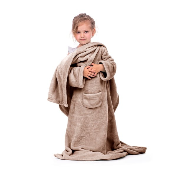 Smeđa dječja deka s rukavima DecoKing Lazykids-image-3