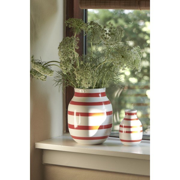 Bijelo-crvena prugasta keramička vaza Kähler Design Omaggio, visina 12,5 cm-image-3
