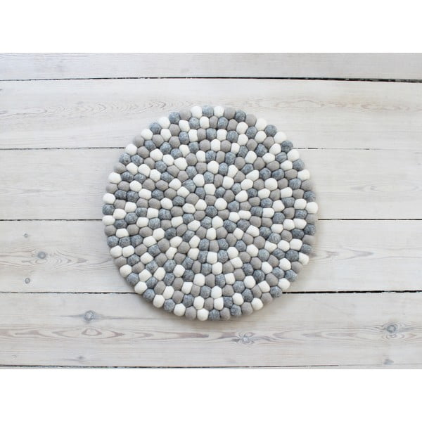Svjetlosivo-bijeli tepih od vunenih pompona Wooldot Ball Chair Pad, ⌀ 39 cm