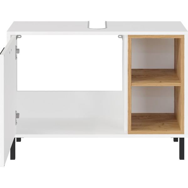 Bijeli niski ormarić za sudoper u dekoru hrasta 80x57 cm Loria - Germania-image-2