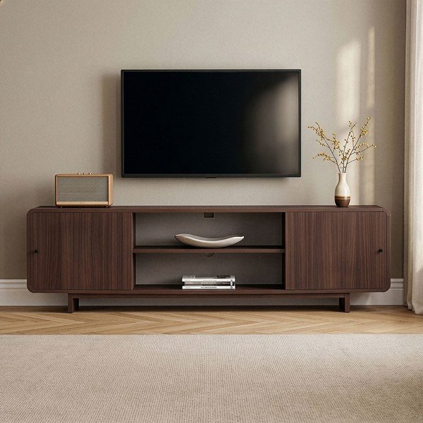 TV komoda u dekoru oraha u tamnoj prirodnoj boji 180x52x34 cm Mirel – Nordure-image-1