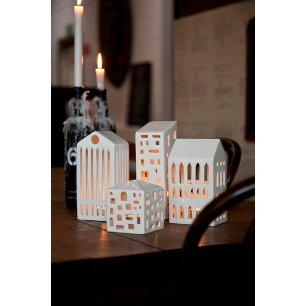 Bijeli keramički svijećnjak Kähler Design Urbania Lighthouse High Building-image-2
