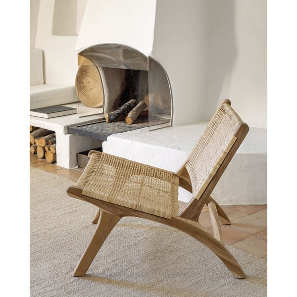 Pletena fotelja u prirodnoj boji Beida – Kave Home-image-1