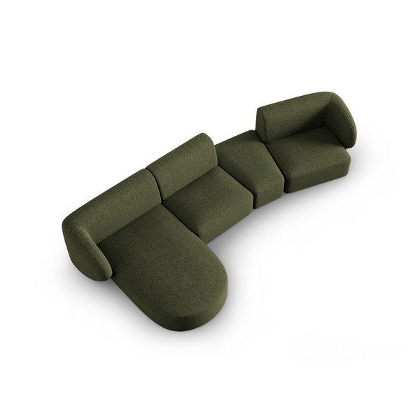 Zelena kutna garnitura od šenila (s lijevim kutom/s ležaljkom) Paolo – Milo Casa-image-1