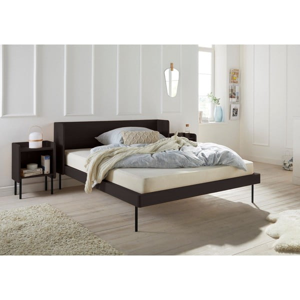 Crni bračni krevet u dekoru hrasta 180x200 cm Wrap – Bonami Selection-image-1