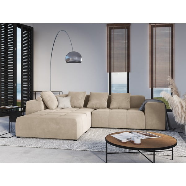 Bež baršunasti jastuk za modularnu sofu Rome Velvet - Cosmopolitan Design-image-4