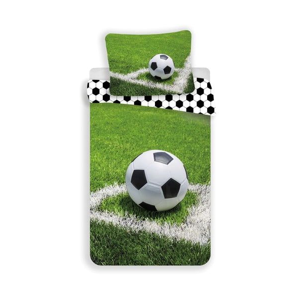 Zelena pamučna dječja posteljina za krevet za jednu osobu 140x200 cm Football – Jerry Fabrics