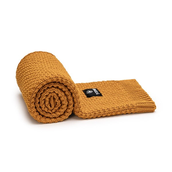 Senf žuta pletena deka za bebe 80x100 cm – T-TOMI