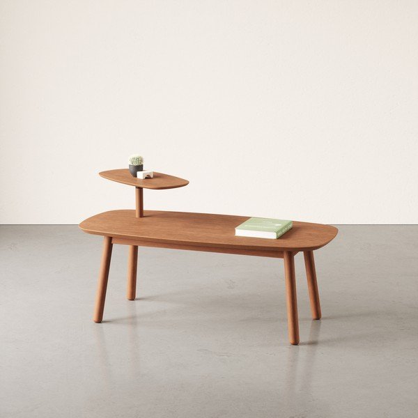 Smeđi stolić za kavu od masivne bukve 56x120 cm Swivo – Umbra-image-1