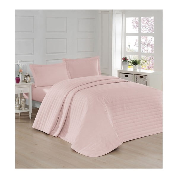 Ružičasti prošiven prekrivač za bračni krevet 220x240 cm Monart – Mijolnir