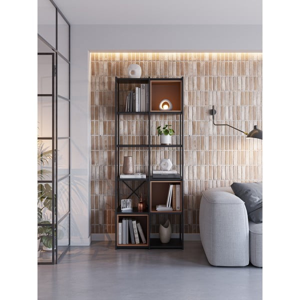 Crna/ciglasta biblioteka 71x179 cm Anya – Marckeric-image-1