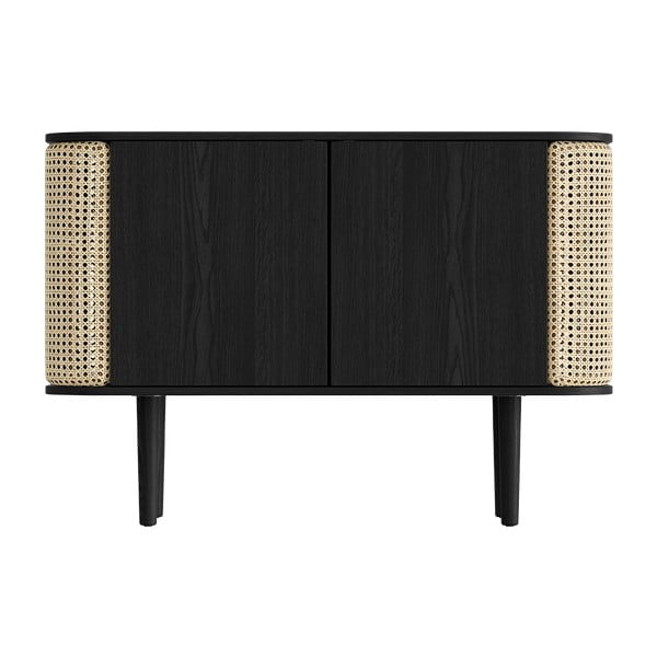 Crna/u prirodnoj boji niska komoda u dekoru hrasta 109x75 cm Treasures – UMAGE-image-3