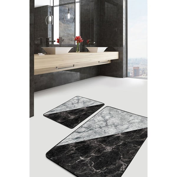 Crno-bijele kupaonske prostirke u setu 2 60x100 cm - Mila Home-image-1