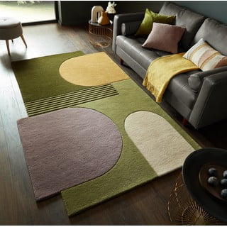 Zeleni ručno rađen vunen tepih 150x240 cm Lozenge – Flair Rugs