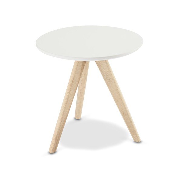 Bijela stolić za kavu sa nogama od hrastovog drveta Furnhouse Life, ø 40 cm-image-2