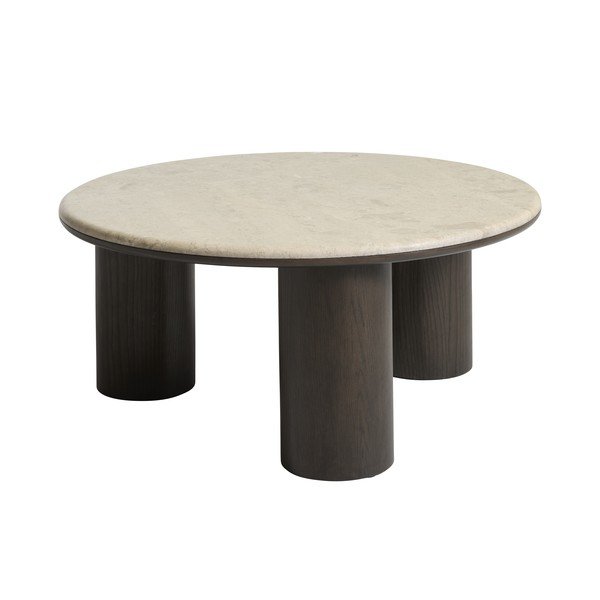Okrugao stolić za kavu s mramornom pločom u tamnoj prirodnoj boji ø 90 cm Piazze – Unique Furniture