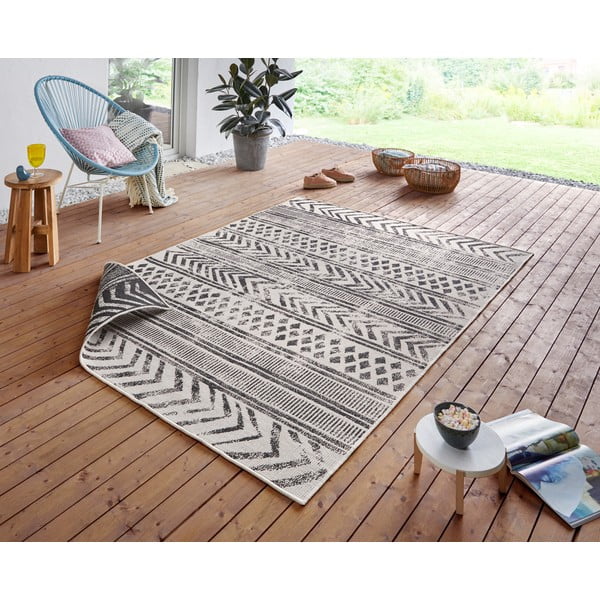 Crno-krem vanjski tepih NORTHRUGS Biri, 120 x 170 cm-image-1
