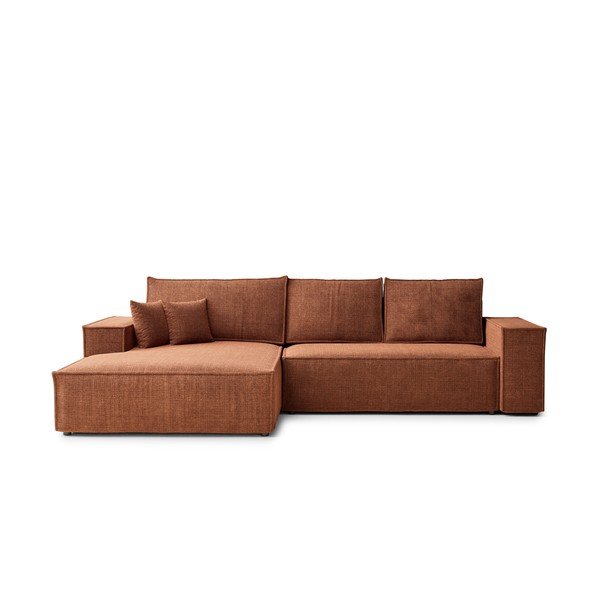 Sklopiva/s prostorom za odlaganje kutna garnitura od šenila u bakrenoj boji (s lijevim kutom/s ležaljkom) Maze – Maison de Rêve