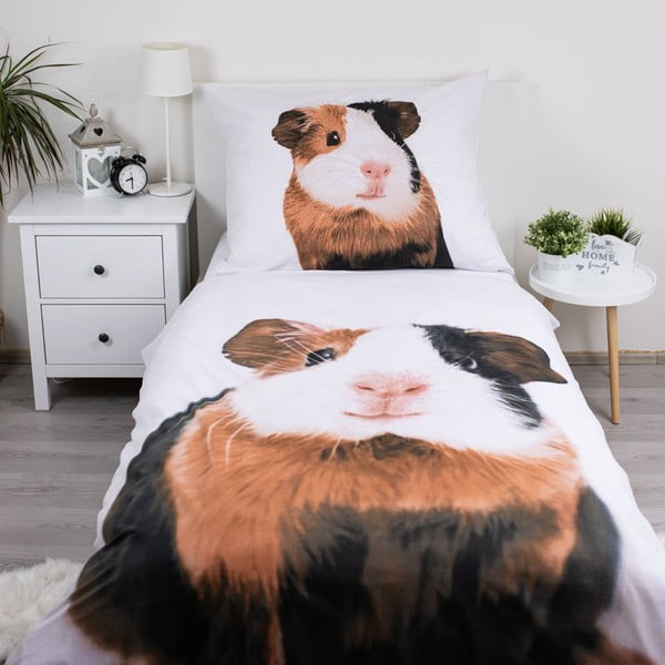 Bijela pamučna dječja posteljina za krevet za jednu osobu 140x200 cm Guinea Pig – Jerry Fabrics-image-1