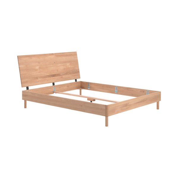 Bračni krevet od punog hrasta bez podnice 160x200 cm u prirodnoj boji Forrest – Vipack-image-2