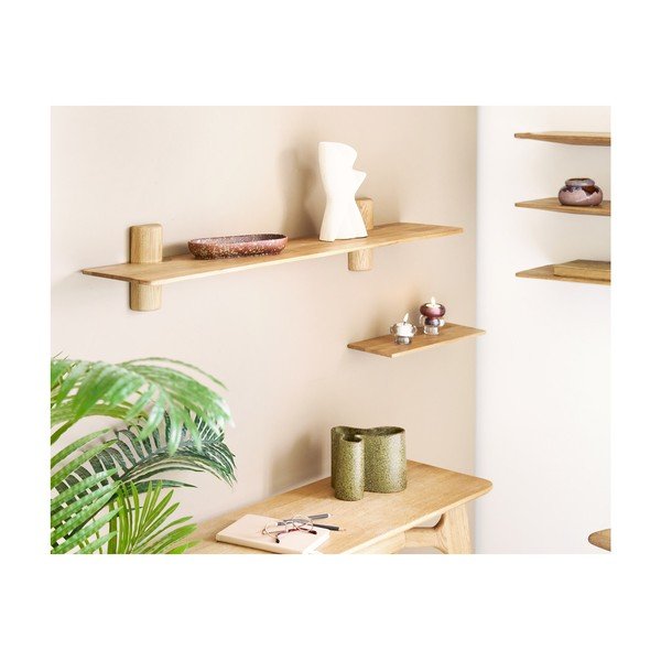 Polica od punog hrasta u svijetloj prirodnoj boji 110 cm Calcata – House Nordic-image-1
