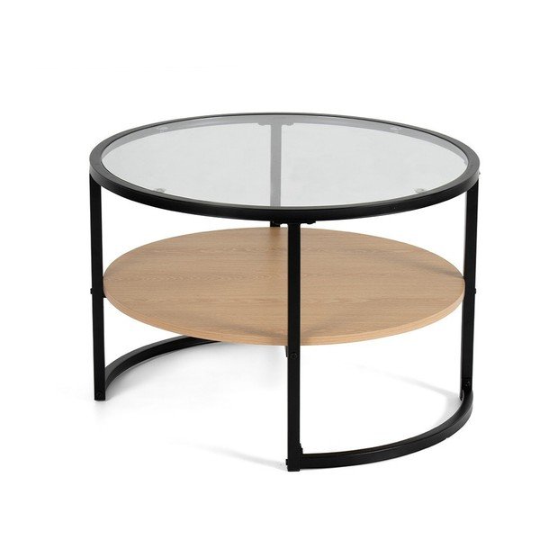 Crni/u prirodnoj boji okrugao stolić za kavu u dekoru hrasta ø 68 cm Zanu – Bonami Essentials