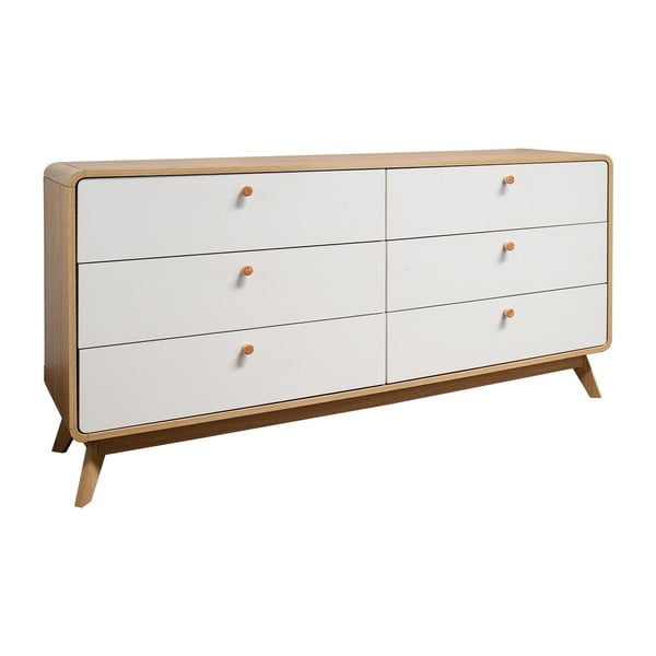 Bijela/u prirodnoj boji niska komoda u dekoru hrasta 150x74 cm Caitlin – Støraa-image-4