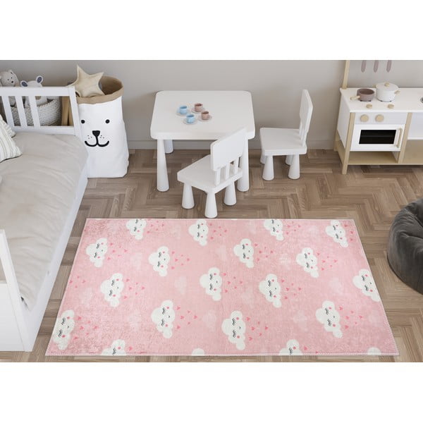 Svijetlo ružičasti periv dječji tepih 100x160 cm Pink Clouds – Vitaus-image-1
