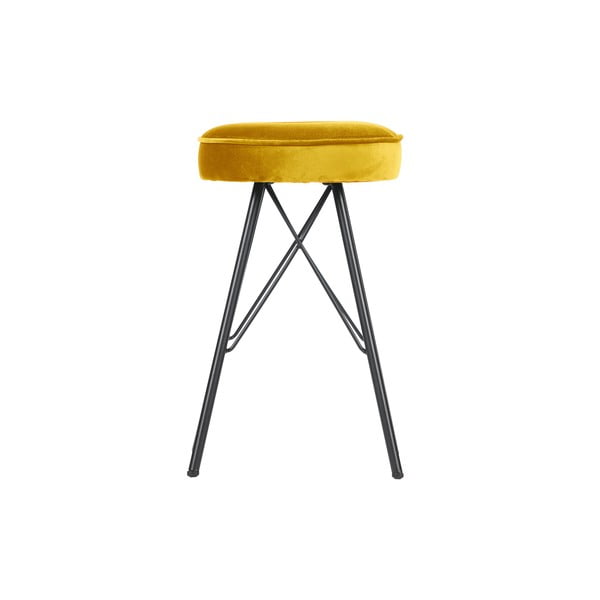 Žuta barska stolica sa baršunastim presvlakom WOOOD, visina 53 cm