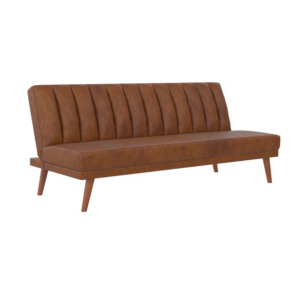 Narančasta sofa na razvlačenje od imitacije kože 173 cm Brittany - Novogratz-image-2