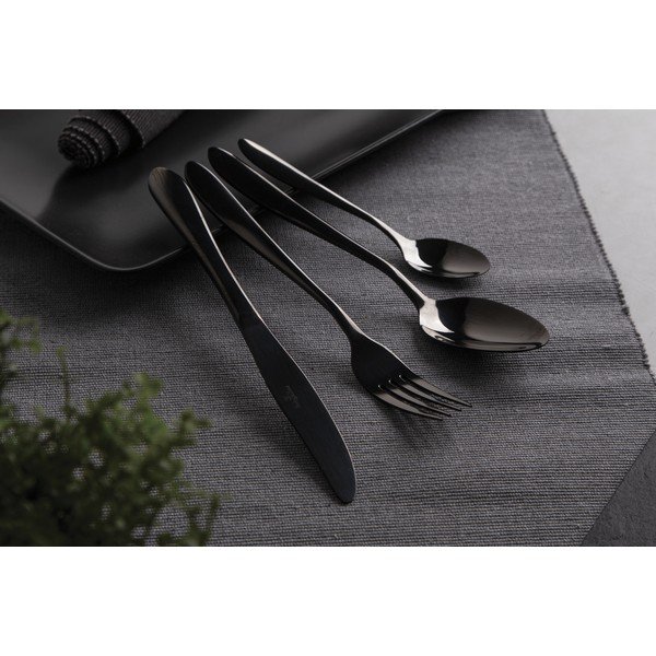 Crni pribor za jelo od nehrđajućeg čelika 24 kom Black Mirror Collection - BerlingerHaus-image-1
