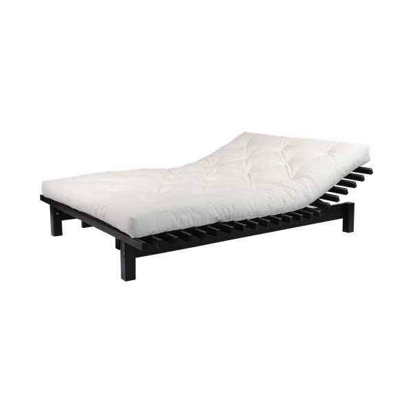 Bračni krevet od borovine s madracem Karup Design Blues Double Latex Black / Natural, 160 x 200 cm-image-1
