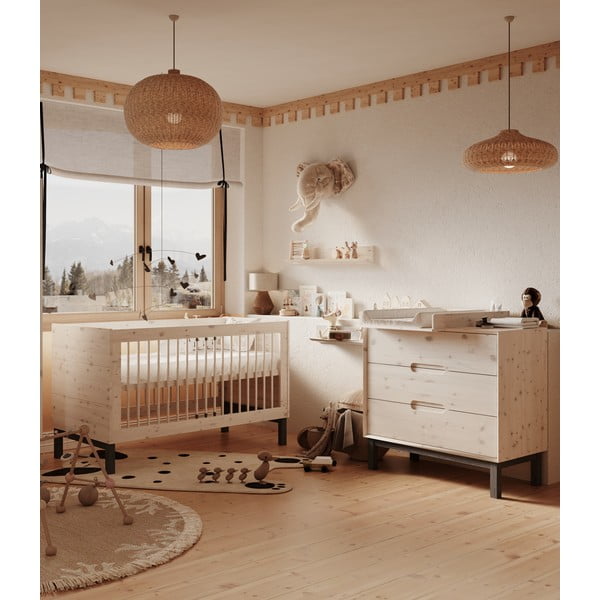 Bijela niska dječja komoda od masivnog bora 100x91 cm Country – Pinio-image-1