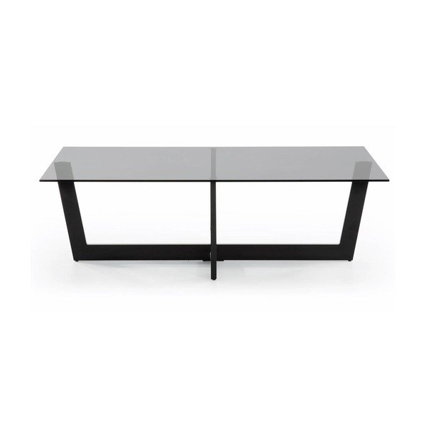 Crni stolić za kavu sa staklenom pločom stola 70x120 cm Plam – Kave Home
