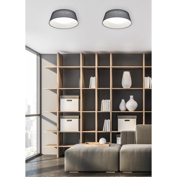 Crna LED stropna svjetiljka s tekstilnim sjenilom Ponts – Trio-image-1