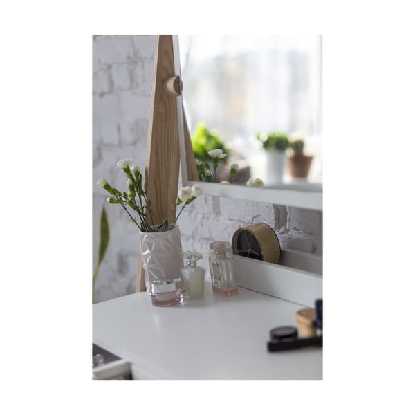 Bijeli toaletni stalak s ladicom i Ragaba Leno ogledalom-image-2