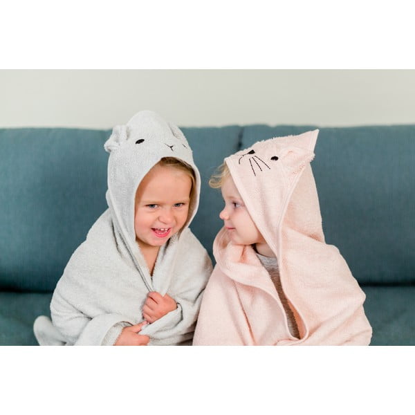 Sivi pamučan dječji ručnik s kapuljačom 76x76 cm Rabbit – Kindsgut-image-1