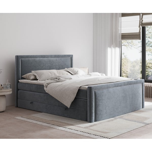 Tamno sivi boxspring krevet s prostorom za odlaganje 160x200 cm Lavenda – Maison de Rêve-image-1