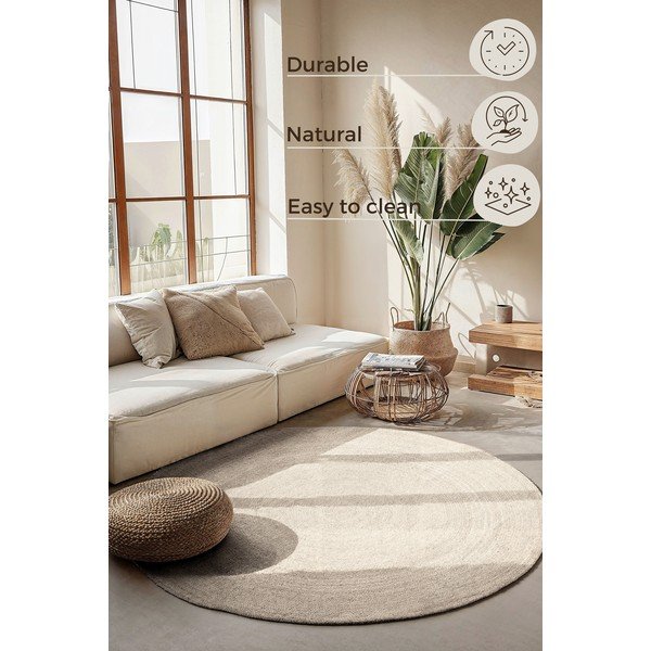 Krem obostrani/ručno rađen juten okrugao tepih ø 100 cm Braided – Hanse Home-image-3