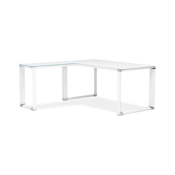 Bijeli kutni radni stol sa staklenom pločom Kokoon Warner-image-2