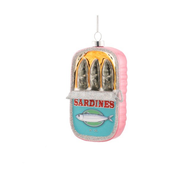 Stakleni ukas za božićno drvce 7 cm Can of Sardines – Sass & Belle