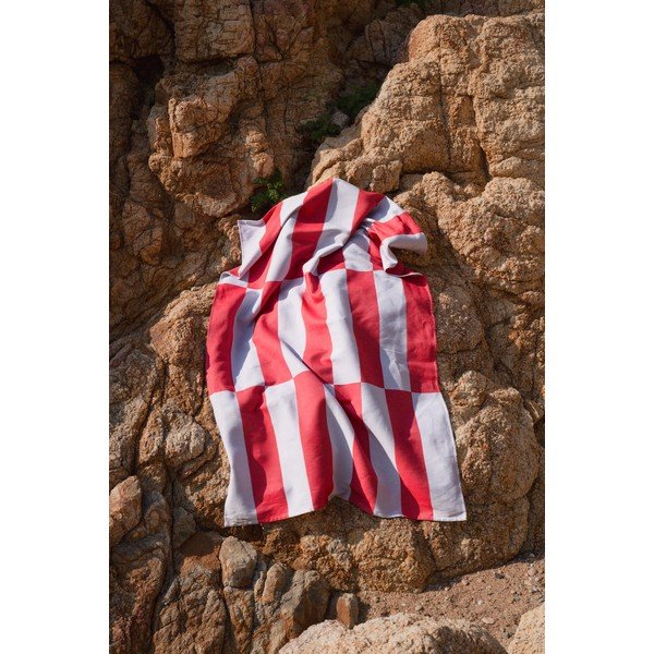 Crveni/svijetlo plavi pamučan ručnik za plažu 100x160 cm Su – noo.ma-image-3