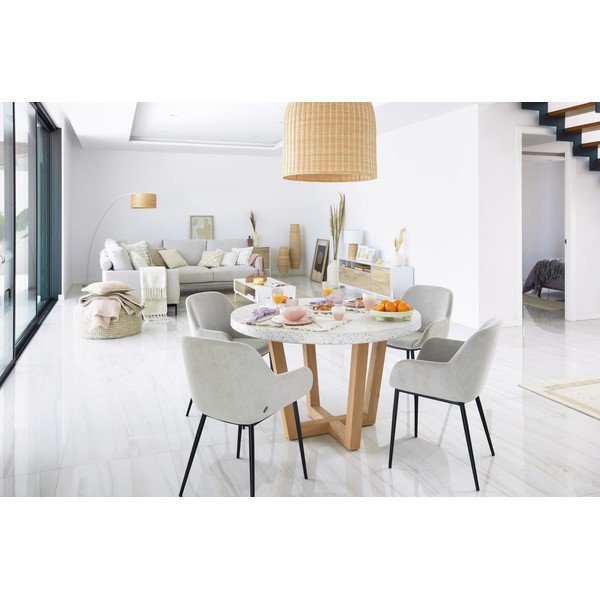 Bijeli vrtni stol s kamenom pločom Kave Home Shanelle, ø 120 cm-image-4