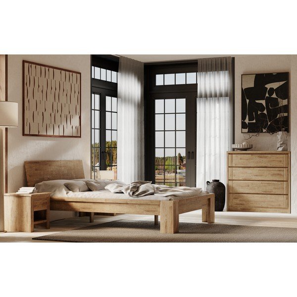 Smeđa niska komoda od punog hrasta 105x96 cm Timo – Olivia Living-image-4